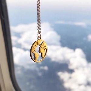 GLOBE NECKLACE world map, gold plated